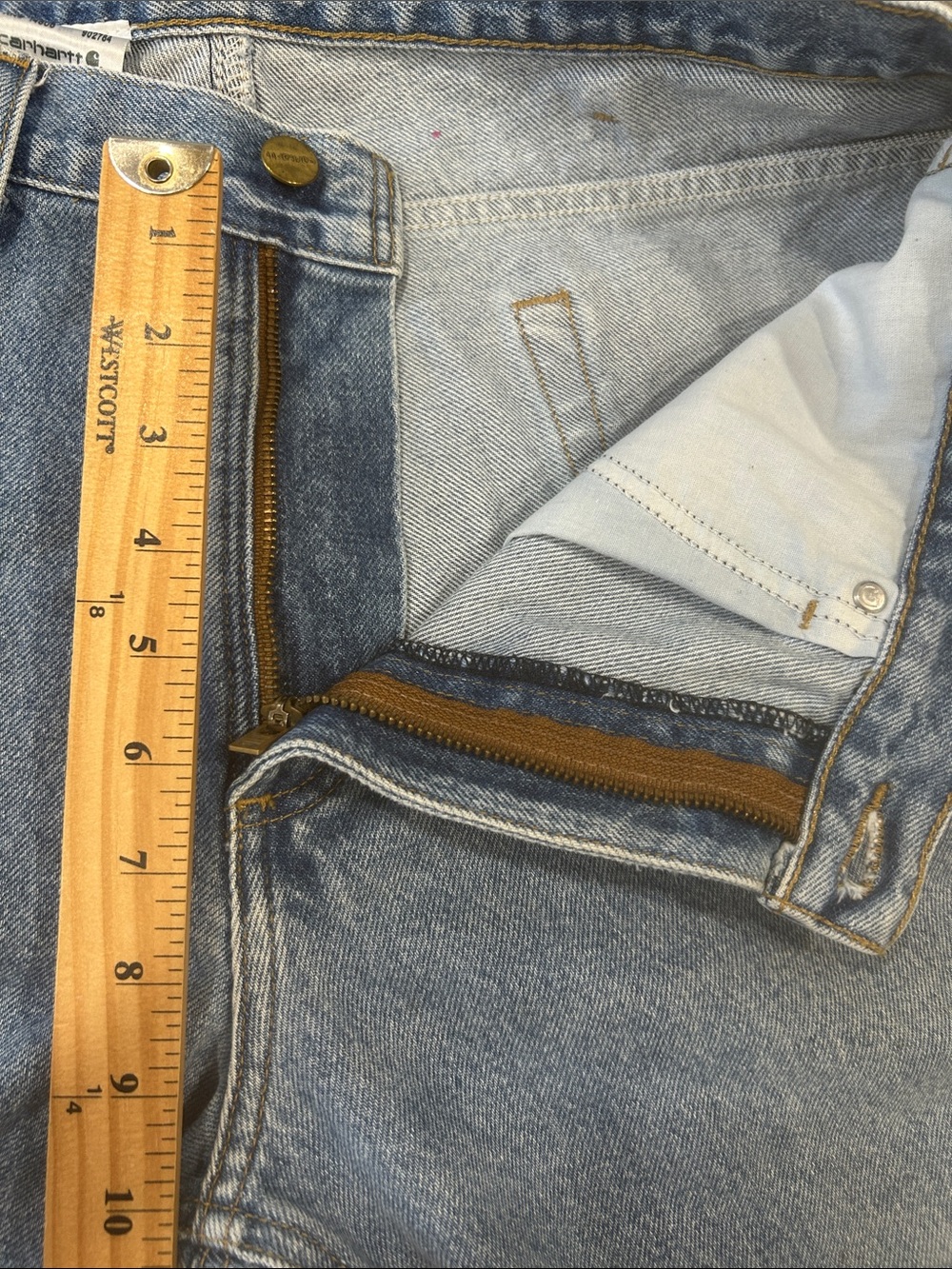 Carhartt B17 Relaxed Fit Tapered Jeans Mens 34x27 Light Wash Workwear Denim - Picture 8 of 15